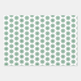 Kerstsneeuwvlokgeruit patroon groen inpakpapier vel