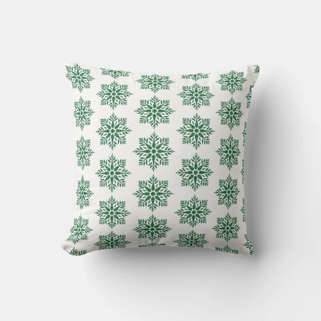 Kerstsneeuwvlokgeruite patroon groen kussen (Voorkant)