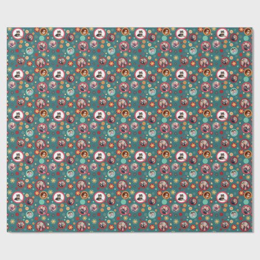 kerstsneeuwvlokken 8 favoriete familiefoto's cadeaupapier (Vlak)