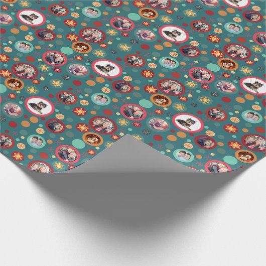 kerstsneeuwvlokken 8 favoriete familiefoto's cadeaupapier (Hoek)