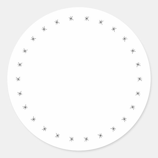 Kerstsneeuwvlokken aan zwarte witte blanco schatti ronde sticker (Voorkant)