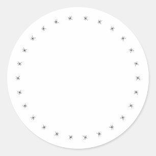 Kerstsneeuwvlokken aan zwarte witte blanco schatti ronde sticker