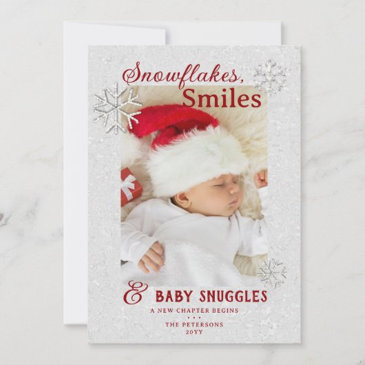 Kerstsneeuwvlokken Baby Aankondiging (Voorkant)