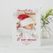Kerstsneeuwvlokken Baby Aankondiging (Staand voorkant)