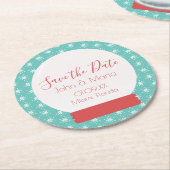 Kerstsneeuwvlokken Bewaar de Datum Rond Ronde Kartonnen Onderzetter (Gebogen)