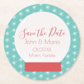 Kerstsneeuwvlokken Bewaar de Datum Rond Ronde Kartonnen Onderzetter (Voorkant)