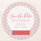 Kerstsneeuwvlokken Bewaar de Datum Rond Ronde Kartonnen Onderzetter (Voorkant)