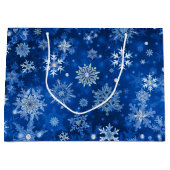 Kerstsneeuwvlokken Blauw en Zilver Grote Cadeautas (Voorkant)