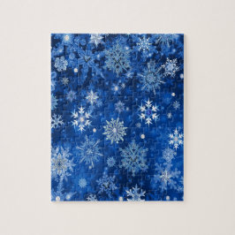 Kerstsneeuwvlokken Blauw en Zilver Legpuzzel