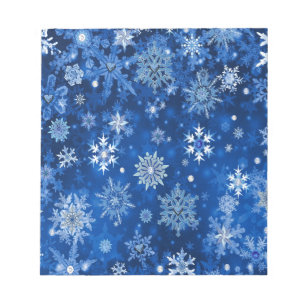 Kerstsneeuwvlokken Blauw en Zilver Notitieblok