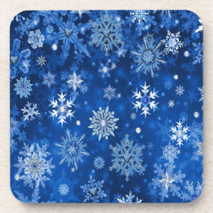 Kerstsneeuwvlokken Blauw en Zilver Onderzetter