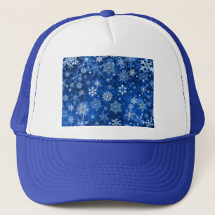 Kerstsneeuwvlokken Blauw en Zilver Trucker Pet