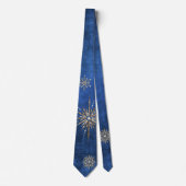 Kerstsneeuwvlokken Blauw & Goud Vakantie Stropdas (Voorkant)