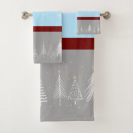 Kerstsneeuwvlokken Blauwe grijs Bad Handdoek