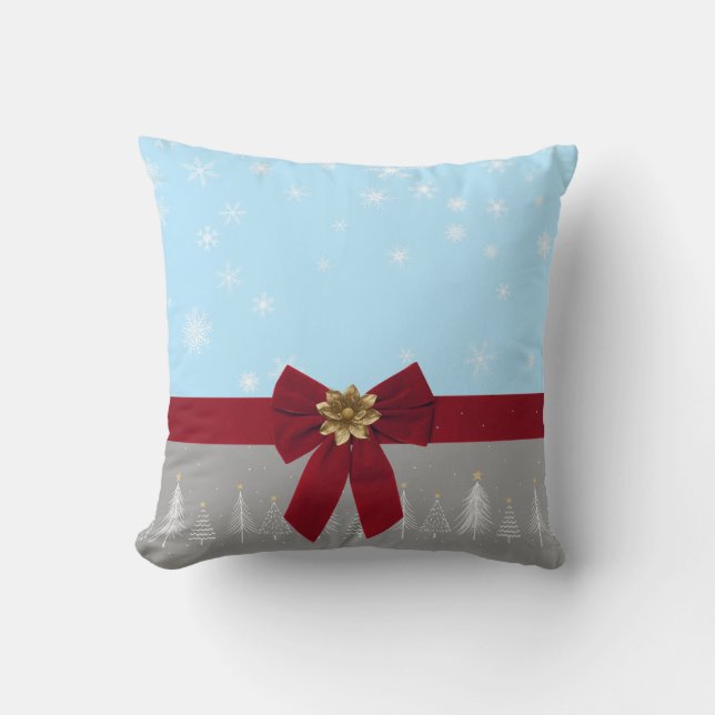 Kerstsneeuwvlokken Blauwe grijs Kussen (Voorkant)