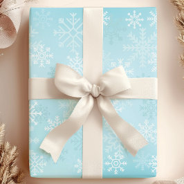 Kerstsneeuwvlokken Blauwe Sneeuw Patroon Cadeaupapier