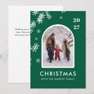 Kerstsneeuwvlokken Boog Patroon gezelfselfoto Feestdagenkaart