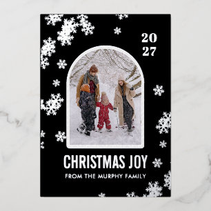Kerstsneeuwvlokken Boog Patroon gezinsfoto Folie Feestdagenkaart