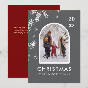Kerstsneeuwvlokken Boog Patroon gezipsfoto Feestdagenkaart