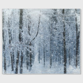 Kerstsneeuwvlokken door de bomen cadeaupapier (Vlak)