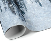 Kerstsneeuwvlokken door de bomen cadeaupapier (Rol Hoek)