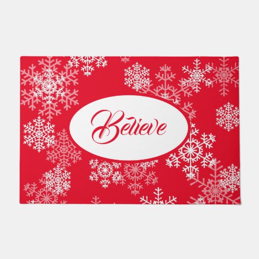 Kerstsneeuwvlokken Doormat-Believe Deurmat (Voorkant)