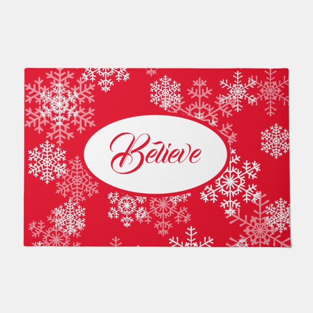 Kerstsneeuwvlokken Doormat-Believe Deurmat (Voorkant)