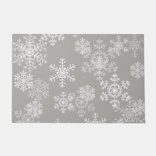 Kerstsneeuwvlokken Doormat-Grey Deurmat (Voorkant)