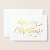 Kerstsneeuwvlokken Elegant Schrift Goud Folie Kaarten (Voorkant met envelop)