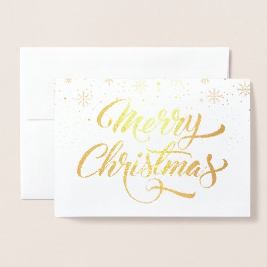 Kerstsneeuwvlokken Elegant Schrift Goud Folie Kaarten (Voorkant met envelop)