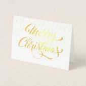 Kerstsneeuwvlokken Elegant Schrift Goud Folie Kaarten (Voorkant)