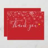 Kerstsneeuwvlokken Elegant Script Zakelijk Bedankkaart (Voorkant / Achterkant)