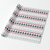 Kerstsneeuwvlokken en bomen cadeaupapier (Uitgerold)
