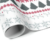 Kerstsneeuwvlokken en bomen cadeaupapier (Rol Hoek)