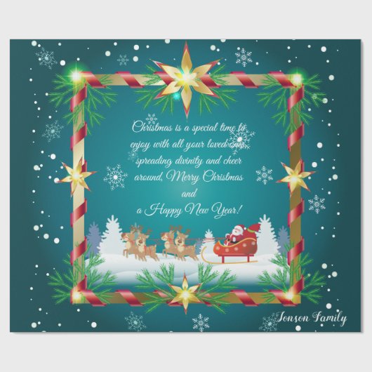 Kerstsneeuwvlokken en uw wensen, op maat gemaakt cadeaupapier (Vlak)