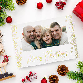 Kerstsneeuwvlokken Fancy Moderne Minimale Foto Folie Feestdagenkaart