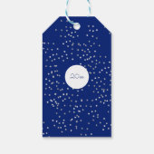 Kerstsneeuwvlokken Fonkel Diamanten Navy Blauwe Cadeaulabel (Achterkant)