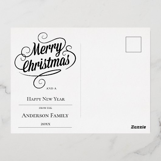 Kerstsneeuwvlokken Foto | Blauw Folie Feestdagen Briefkaart (Achterkant)