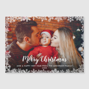 Kerstsneeuwvlokken Foto Magnetische Kaart