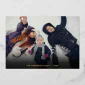 Kerstsneeuwvlokken Foto Script Goud Folie Feestdagenkaart (Voorkant)