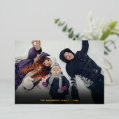 Kerstsneeuwvlokken Foto Script Goud Folie Feestdagenkaart (Staand Voorkant)