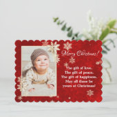 Kerstsneeuwvlokken foto wensen kaart (Staand voorkant)