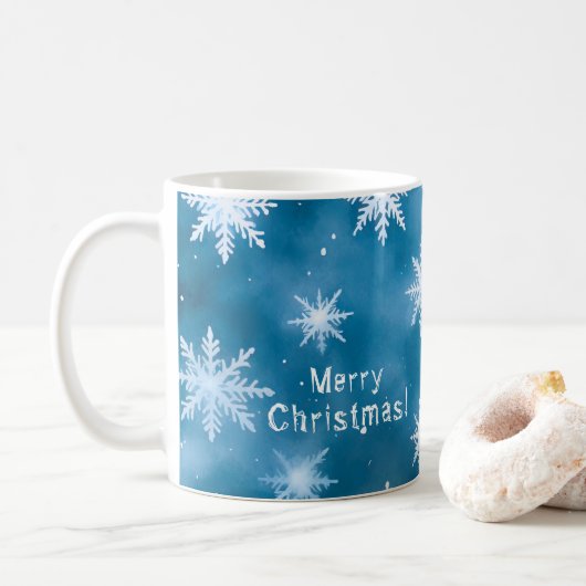 Kerstsneeuwvlokken, gepersonaliseerd koffiemok (Met donut)