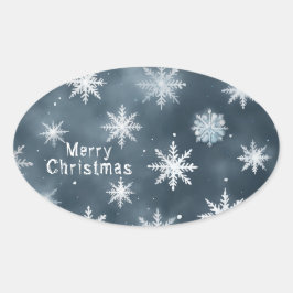 Kerstsneeuwvlokken, gepersonaliseerd ovale sticker