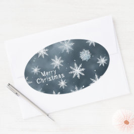 Kerstsneeuwvlokken, gepersonaliseerd ovale sticker