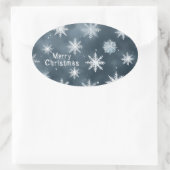 Kerstsneeuwvlokken, gepersonaliseerd ovale sticker (Tas)