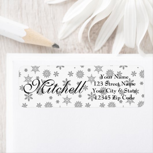 Kerstsneeuwvlokken geven adreslabels terug etiket (Insitu)