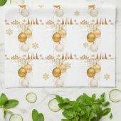 Kerstsneeuwvlokken Goud Ornament Theedoek (Gevouwen)