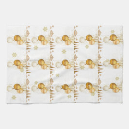 Kerstsneeuwvlokken Goud Ornament Theedoek