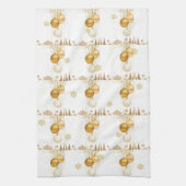 Kerstsneeuwvlokken Goud Ornament Theedoek (Verticaal)